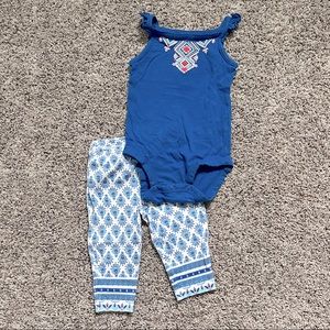 Carters, baby girls outfit, 6 months. Pants and tank top onesie